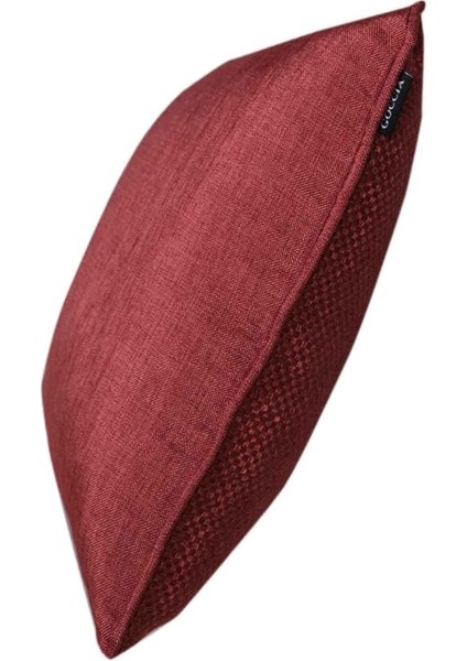 4'lü Hasır Dokulu Fitilli Çift Taraflı Kırlent Kılıfı Kırmızı