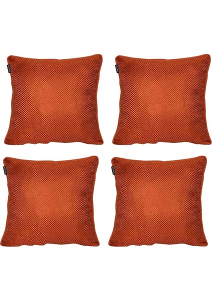 4'lü Hasır Dokulu Fitilli Çift Taraflı Kırlent Kılıfı Turuncu