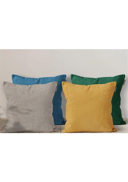 4'lü Kadife Dokulu Kırlent Kılıfı Renkli