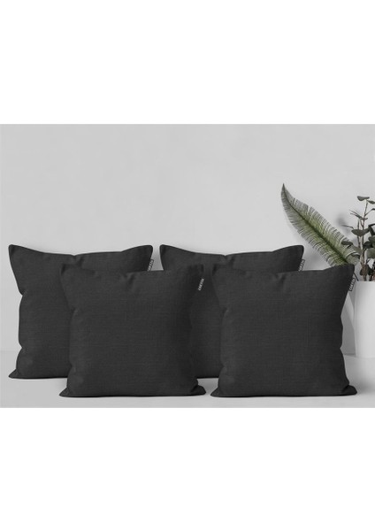 4'lü Keten Görünümlü Kırlent Kılıfı Siyah indirimleri