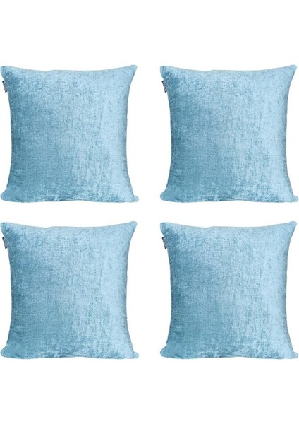 4'lü Kadife Şönil Kırlent Kılıfı Mavi