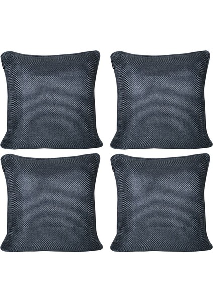 4'lü Hasır Dokulu Fitilli Çift Taraflı Kırlent Kılıfı Mavi Siyah fırsatları