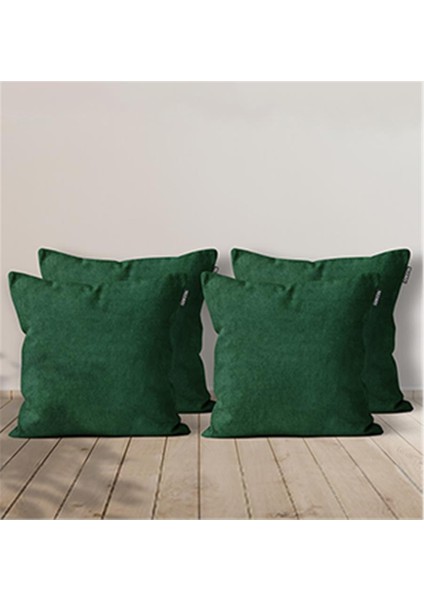 4'lü Kadife Dokulu Kırlent Kılıfı Yeşil