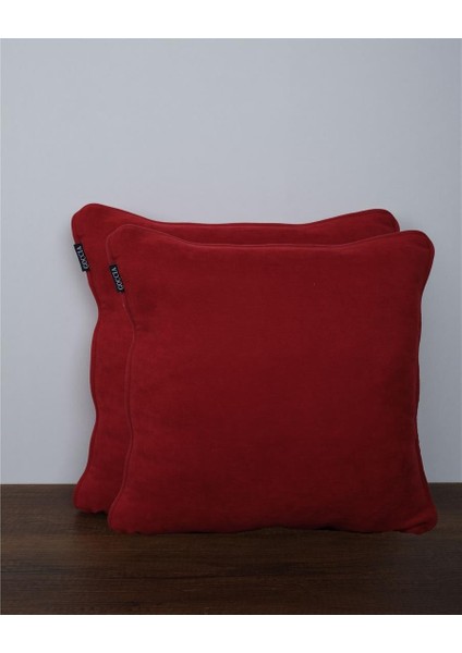2'li Kadife Dokulu Fitilli Kırlent Kılıfı Kırmızı fiyatları