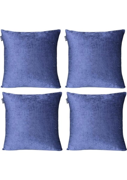 4'lü Kadife Şönil Kırlent Kılıfı Lacivert
