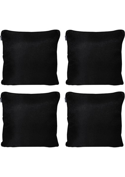 4'lü Hasır Dokulu Fitilli Çift Taraflı Kırlent Kılıfı Siyah fırsatları