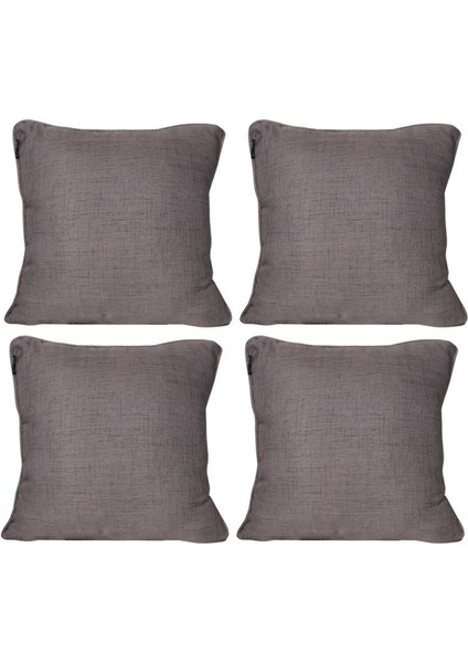4'lü Özel Tasarım Fitilli Kırlent Kılıfı Koyu Gri