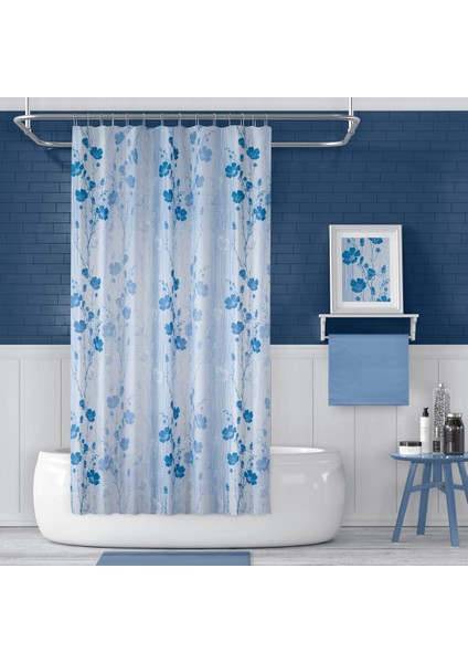 Banyo Perdesi 1x180x200 Tek Kanat Duş Perdesi Halka Hediyeli Duşakabin Perdesi 4246