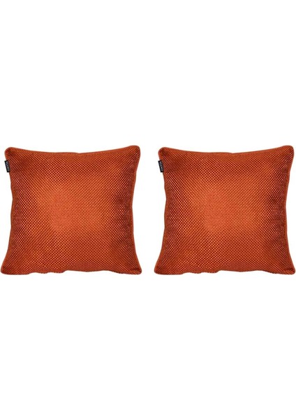 2'lı Hasır Dokulu Fitilli Çift Taraflı Kırlent Kılıfı Turuncu