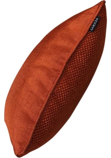 2'lı Hasır Dokulu Fitilli Çift Taraflı Kırlent Kılıfı Turuncu