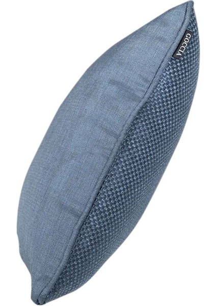 4'lü Hasır Dokulu Fitilli Çift Taraflı Kırlent Kılıfı Mavi