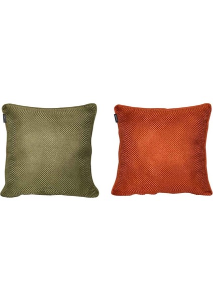 2'li Hasır Dokulu Fitilli Çift Taraflı Kırlent Kılıfı Yeşil-Turuncu fırsatları