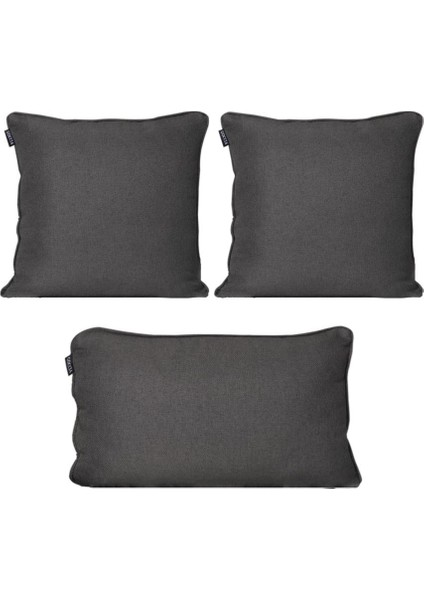 3'lü Pamuk Dokulu Dokuma Kırlent Kılıfı Antrasit