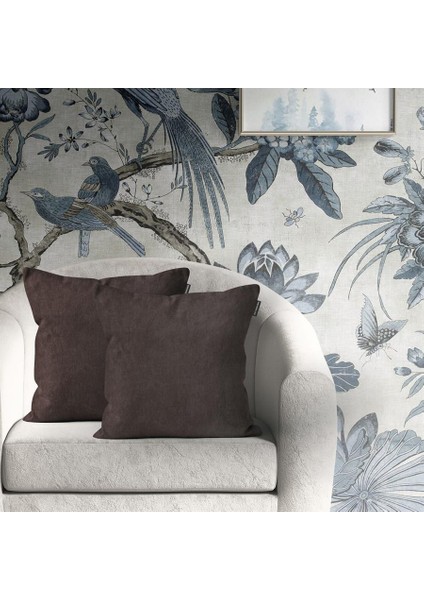 2'li Kadife Dokulu Kırlent Kılıfı Acı Kahve