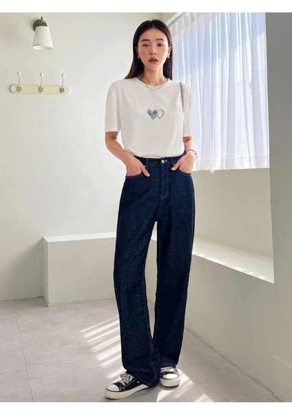 Kadın Çift Heart Baskılı Oversize T-Shirt indirimleri