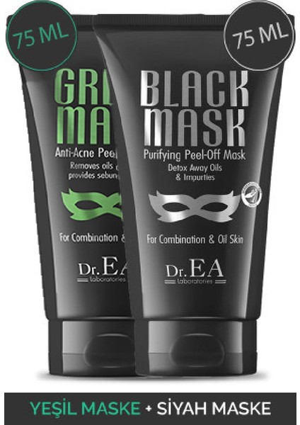 Soyulabilir Siyah Maske ve Soyulabilir Yeşil Maske 2'li Özel Set 75 ml