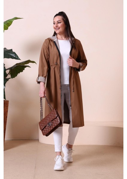 Kadin Uzun Tesettur Trenckot Buyuk Beden Fermuarlı Trenc fırsatları