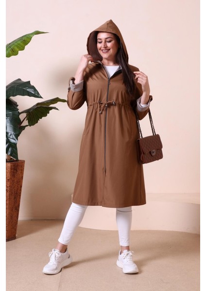 Kadin Uzun Tesettur Trenckot Buyuk Beden Fermuarlı Trenc indirimleri