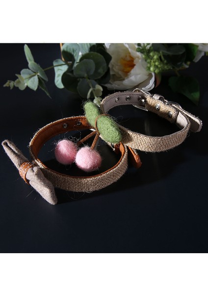 Sevimli Köpek Tasması El Dokuması Keçe Kiraz Kedi Köpek Tasması (Yurt Dışından) indirimleri