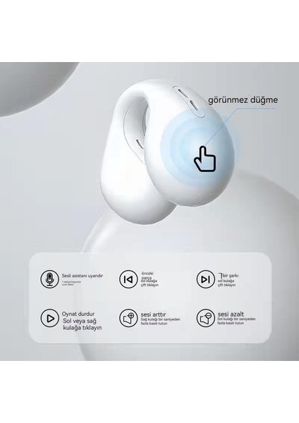 Kemik Iletimli Kablosuz Bluetooth Kulaklık Klipsi Kulak Küpesi Kulaklık (Yurt Dışından)