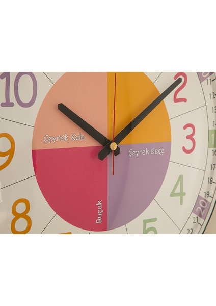Çocuk Eğitici Kız Çocuk Çocuk Duvar Saatı 35X35 cm Pembe modelleri