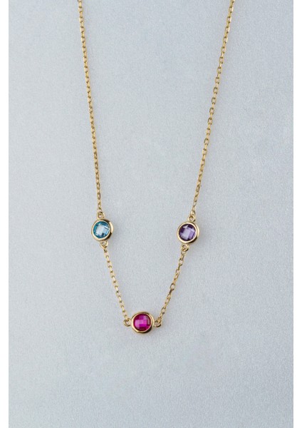 Kadın 925 Ayar Gümüş Renkli Taşlı Kolye fırsatları