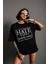 Kadın Oversize Hate Baskılı T-Shirt 2