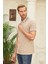 Erkek Slim Fit Düz Polo Yaka T-Shirt Bej 2