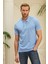 Erkek Slim Fit Düz Polo Yaka T-Shirt Mavi 1