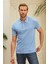 Erkek Slim Fit Düz Polo Yaka T-Shirt Mavi 3
