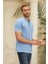 Erkek Slim Fit Düz Polo Yaka T-Shirt Mavi 5