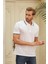 Erkek Slim Fit Düz Polo Yaka T-Shirt Beyaz 5