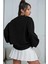 Kadın Siyah Basic 0 Sıfır Yaka Baskısız Düz Oversize Salaş Bol Kesim Sweatshirt10 2