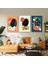 Yaprak Boho Tasarım Line Art Ilüstrasyon Üçlü Kombin 3 Lü Set Kanvas Tablo 1