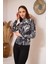 Siyah Zebra Baskılı Uzun Kollu Bluz DM1019 4