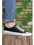 Erkek Sneaker Kısa Convers Modeli Keten Spor Ayakkabı Siyah 2