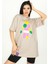 Kukla Baskılı Over Size Tshirt - 1003 - Taş 5