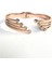 Dört Uçlu Zirkon Taşlı Rose Çelik Kelepçe Bileklik 4 cm Genişlik 1
