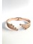 Dört Uçlu Zirkon Taşlı Rose Çelik Kelepçe Bileklik 4 cm Genişlik 2
