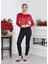 Yaka ve Taş Detaylı Soft Kadife Crop-Bluz Bordo 2