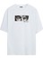 Ünisex Heykel Yüz Baskılı Beyaz Oversize Tshirt 1