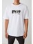 Ünisex Heykel Yüz Baskılı Beyaz Oversize Tshirt 2
