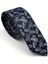 Beyaz Şal Desenli Lacivert Dokuma Kumaş Mendilli Slim Fit Kravat / SDK-230209 1