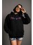Unisex Önü Dragon Yazılı Sırt Dragon Baskılı Kapüşonlu Oversize Sweatshirt 3