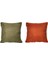 2'li Hasır Dokulu Fitilli Çift Taraflı Kırlent Kılıfı Yeşil-Turuncu 4