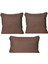 3'lü Pamuk Dokulu Dokuma Kırlent Kılıfı Kahverengi 1