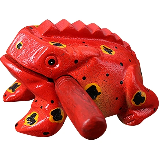 Tayland Geleneksel Kurbağa Sesi Çıkaran Dekoratif Şans Kurbağası(Kırmızı) (10 Cm) (No:3)