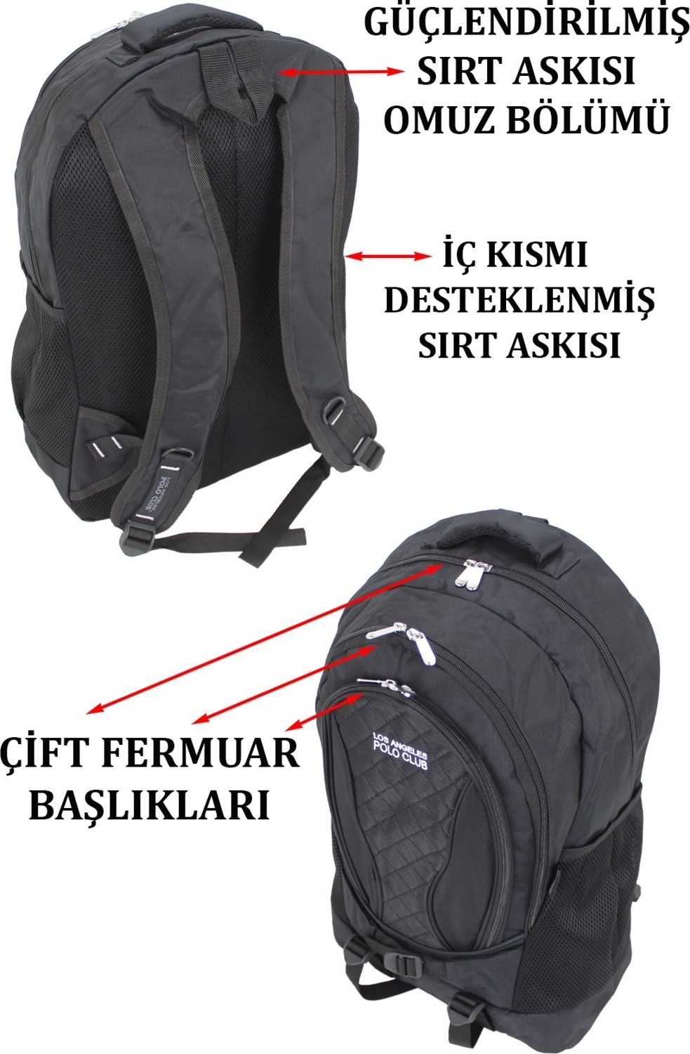 Case Club 17,3 Laptop Sırt Çantası Yarım Dağcı Suya Dayanıklı Kumaş görsel 4