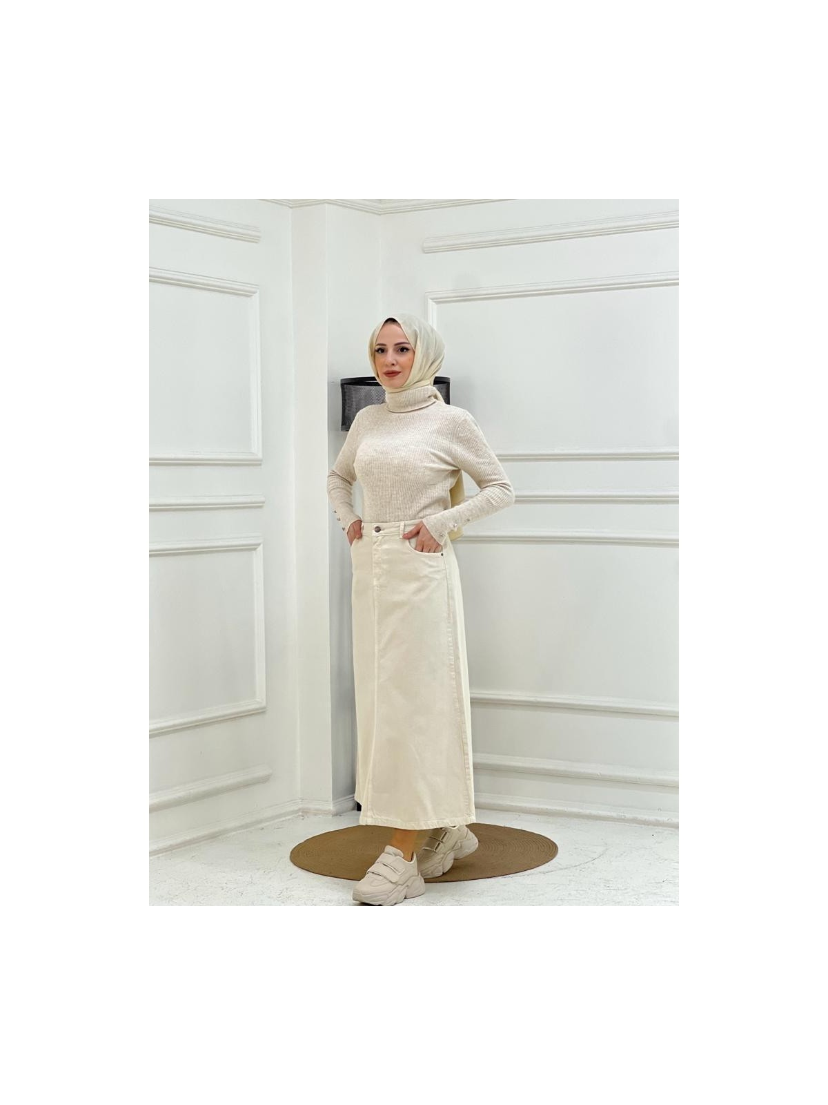 Vellichor Uzun Etek Kadınlar İçin Doğal Kumaşlı 90 cm Boy 37 cm Bel Ölçüsü - Görsel 9