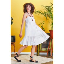 Los Banditos Ip Askılı Katlı Kare Yaka Elbise